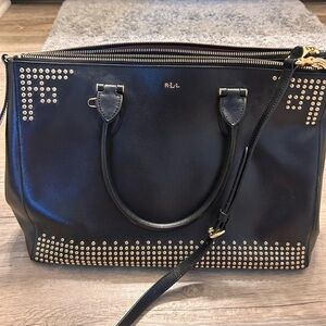 Lauren Ralph Lauren Black Laptop Bag with Gold Accents